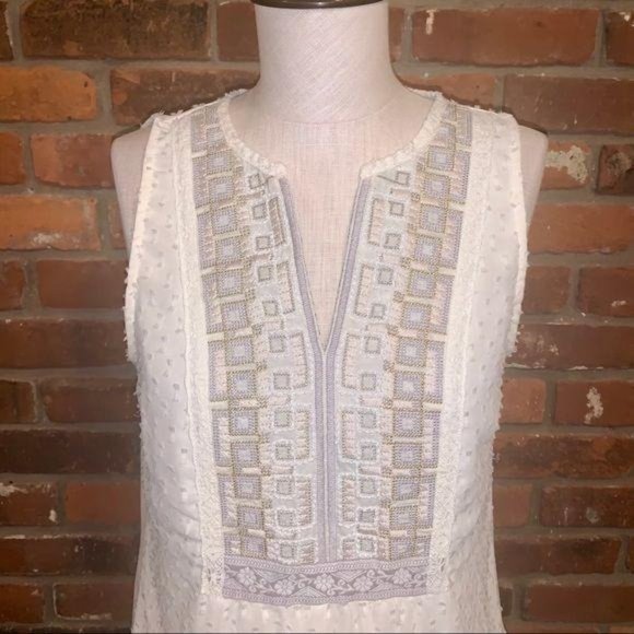 Anthropologie One September Cream Embroidered Top - Picture 3 of 6